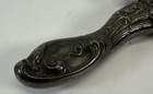 Antique Art Nouveau Floral Hand Mirror Silver Plate Monogram Vanity Decor