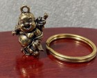 Brass Hotei Maitreya Keychain Lucky Buddha Figurine Amulet Japan
