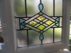 Older English Art Deco Leaded Stained-glass Window 18 5 8  X 19 5 8  0 S h Added