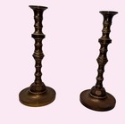 10 5  Heavy Antique Brass Candlestick Holders Set Of Two Vintage Decor