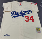 Vintage Fernando Valenzuela  34 Dodgers Throwback Cream Sewn Stitched Jersey 