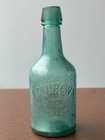 Antique Glass Soda Water Bottle J  Andrews Philadelphia  Squat Aqua Embossed 