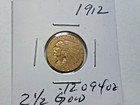 1912 Us 2 1 2 Dollar Quarter Eagle Gold Coin  2 50 Indian