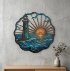 Coastal Lighthouse Metal Wall Art  Nautical Beach House Decor
