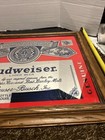 Vintage Genuine Budweiser King Of Beers Bar Mirror   23 1 2    X 20    Framed
