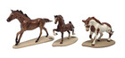 Vtg Hagen-renaker Miniature Ceramic Horses On Bases Set Of 3 Signed Foil Label