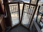 2 Antique 1920 s Leaded Stained Glass Doors   Windows 46  By 22  Prairie Style