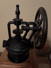 Vintage Coffee Grinder Side Hand Crank  Bottom Drawer  Wood And Black Metal