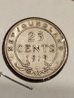 1919c Newfoundland 25 Cents Silver Coin