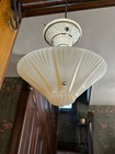 Reclaimed 1940 s Era Porcelier 3 Chain Ceiling Fixture Starburst Shade  Free S h
