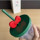 Starbucks Hello Kitty 16oz Clear Pp Cold Cups Tumbler Red Ribbon Straw Asia
