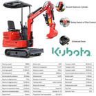 1 4ton Mini Excavator Diesel Kubota Engine Hydraulic Thumb Tracked 6 Attachments