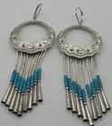 Carolyn Pollack Vintage Liquid Sterling Silver Fringed Turquoise Dangle Earrings
