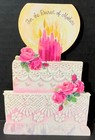Vtg Hallmark Embossed Diecut Birthday Card Unused Mother Cake Pink Roses Candles
