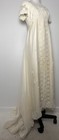 Vtg 70s Silk Organza Wedding Dress Daisy Lace Boho Edwardian M Bridal Gown 