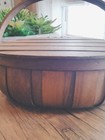 Vintage Wooden Sewing Basket  Picnic Basket- Dark Brown