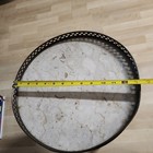 Victorian Antique Round Accent Table With Stone Top  Single Pedestal  Brown