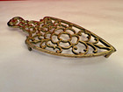 Antique Victorian Cast Brass Sad Iron Floral Swirl Filigree Trivet