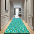 Retro Hall Runner  Colorful Entry Rug  Turquoise Carpet  Mid Century