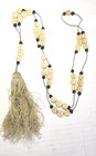  Antique Vintage Old Intricately Carved Bead Necklace  With Silk Tassle Asian 