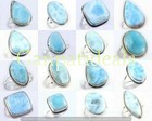Larimar Gemstone 10 Pcs Wholesale Lot 925 Sterling Silver Plated Rings Jewelry
