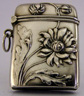 Beautiful 800 Solid Silver Flower Vesta Case 1905 Art Nouveau Antique