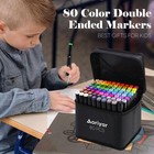 80 Colors Alcohol Based Double Sided Marker Set With Brush Tip And Chisel Tip   