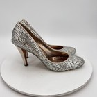 Salvatore Ferragamo Women Size 9b Silver Sequin Classic Pump High Heel Shoes