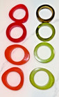 Vintage Swirled Bakelite Napkin Rings Lot Of 8 Red  Orange And Green Beautiful 
