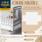 White Scalloped Crib Skirt 28 x 52  With 14  Drop Pleated Dust Ruffle With Split