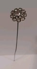 Antique Rhinestone Flower Hatpin 10  Long Victorian Clear Stones Floral Pin