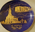 Vintage 1987 St  Boniface Sioux City Iowa Cobalt Blue Gold Souvenir China Plate