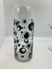 Libbey Glass Cocktail Martini Pitcher 2 Glasses Clear Black Circles Dots Barware