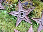 5 Great Rusty Barn Stars Antique Garden Art  8 1 2  Across salvage Americana Vtg