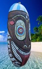 Trader Sam Enchanted Tribal Tiki Wood Mask Tropical Bar Wall Plaque 16 x 8 