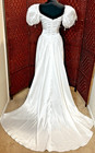 Vintage 90s Alfred Angelo Princess Wedding Dress Satin Beaded Train Sz 10 Gown