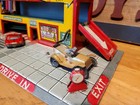 Nice Vintage 1950 s Tin Litho Gas Station   Auto Laundry Made In Japan W  3 Cars