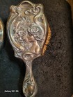 Early 1900s Art Nouveau Hair Brush And Hand Mirror
