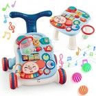 5-in-1 Baby Walker Sit-to-stand Learning Activity Center Balance Bike Toy Blue