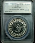 5 Francs   Thaler 1879 Basel Shooting Federal State Switzerland Ms60 Pl R-grade 