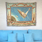 Collectible Soviet Space Age Tapestry Ussr Rocket Vintage Style Wall Art 61   x49   