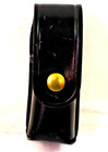 New Black Leather Mk Iii Aerosol Mace Oc Canister Duty Belt Holder Brass Snap