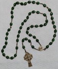 Vintage Rosary Ireland Irish Glass Clover Beads St Patrick Celtic Cross