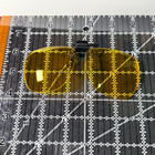 Vintage Amber Yellow Clip On Sunglasses Oversized Glare Lens Eyeglass Attachment