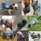 Retro Casual Dog Jumpsuit Clothes Sleeveless Denim Jacket Puppy Cat Coat Costume