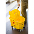 Plastic Mop Bucket W  Wringer Rubbermaid Commercial Products Wavebrake 8 75 Gal 