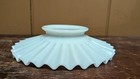 Vtg 8  Antique White Milk Glass Petticoat Ruffled Lamp Oil Shade Replacement