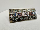 Old Antique 800 Silver Signed Micro Mosaic Millefiori Glass C Clasp Bar Brooch
