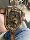 Solid Bronze Cross   Shield Soldier Of The Cross Grave Marker