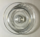 Vintage 1970s Round Clear Glass Bowl Cigar Ashtray Heavy Solid Center Knob 5 In 